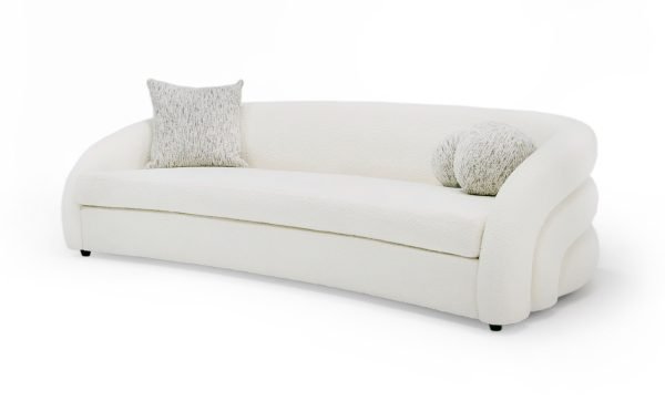 Modrest - Joshua Modern 4-Seater Curved White and Taupe Fabric Sofa - Image 3
