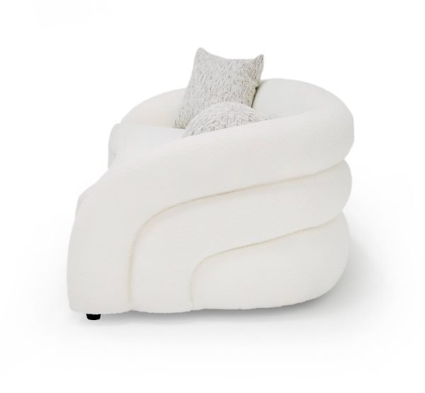 Modrest - Joshua Modern 4-Seater Curved White and Taupe Fabric Sofa - Image 2