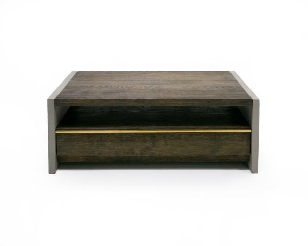 Modrest June - Modern Dark Grey Concrete & Walnut Coffee Table - Image 2