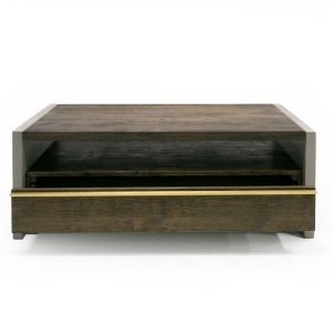 Modrest June - Modern Dark Grey Concrete & Walnut Coffee Table