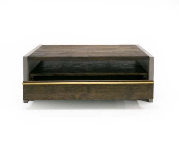 Modrest June - Modern Dark Grey Concrete & Walnut Coffee Table
