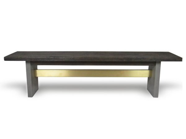 Modrest June - Modern Dark Grey Concrete & Walnut Dining Bench - Image 2
