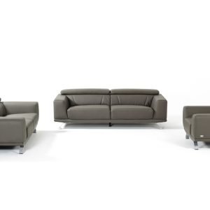 Divani Casa Brustle Modern Dark Grey Eco-Leather Sofa Set