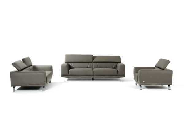 Divani Casa Brustle Modern Dark Grey Eco-Leather Sofa Set - Image 2