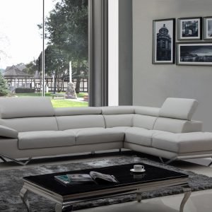 Divani Casa Quebec - Modern Light Grey Eco-Leather Right Facing Sectional Sofa