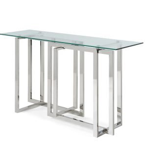 Modrest Valiant Modern Glass & Stainless Steel Console Table