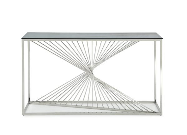 Modrest Trinity Modern Glass & Stainless Steel Console Table - Image 2
