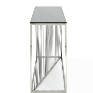 Modrest Trinity Modern Glass & Stainless Steel Console Table