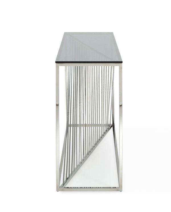 Modrest Trinity Modern Glass & Stainless Steel Console Table