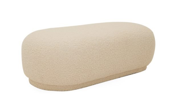 Divani Casa Kael - Contemporary White Sherpa Ottoman - Image 2