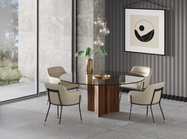 Modrest Kaye - Modern Walnut + Glass 71" Round Dining Table - Image 2