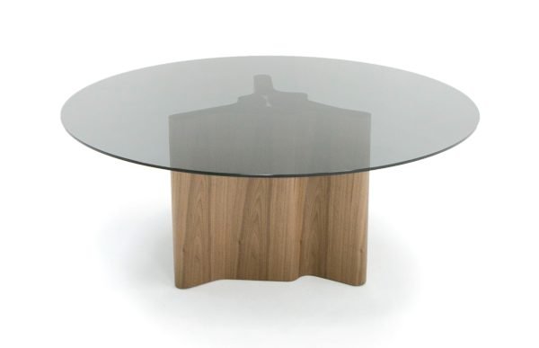Modrest Kaye - Modern Walnut + Glass 71" Round Dining Table - Image 3
