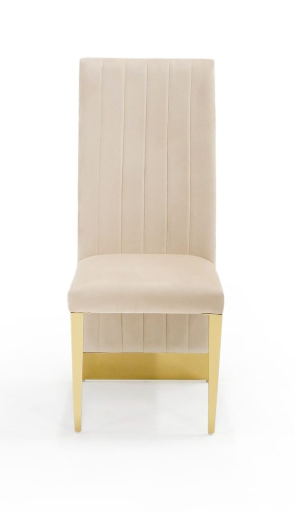 Modrest Keisha - Modern Beige Velvet and Gold Dining Chair Set of 2 - Image 3