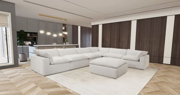 Divani Casa Kellogg - Modern White U Shaped Feather Sectional Sofa - Image 2