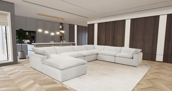 Divani Casa Kellogg - Modern White U Shaped Feather Sectional Sofa - Image 3