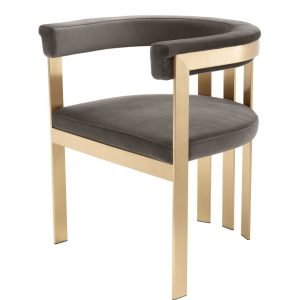Modrest Kersey - Glam Grey Velvet Accent Chair