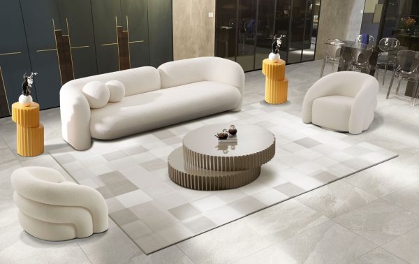 Modrest - Khan Modern 4-Seater Off White Fabric Sofa