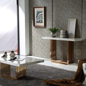 Modrest Kingsley Modern Marble & Rosegold Coffee Table