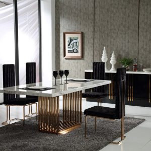 Modrest Kingsley Modern Marble & Rosegold Dining Table
