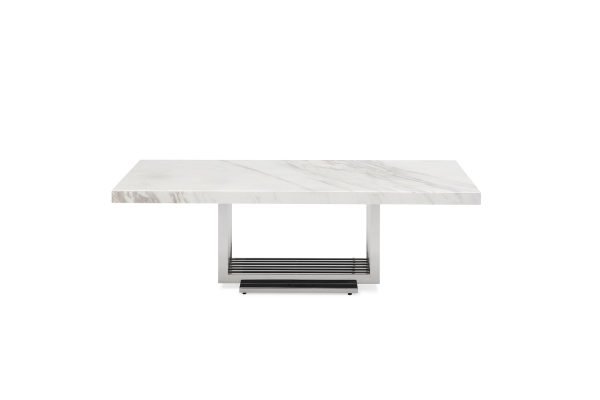 Modrest Kingsley Modern Marble & Stainless Steel Coffee Table - Image 2