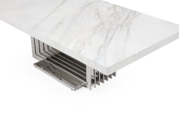 Modrest Kingsley Modern Marble & Stainless Steel Coffee Table - Image 5