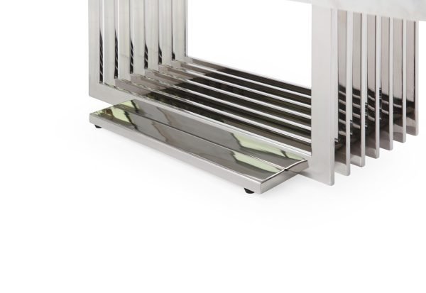 Modrest Kingsley Modern Marble & Stainless Steel Coffee Table - Image 4