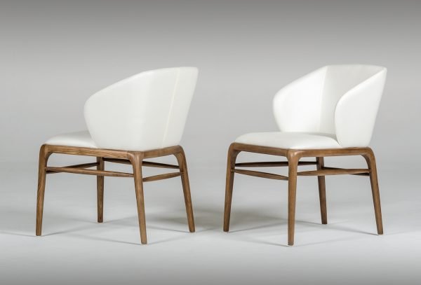 Modrest Kipling Modern Cream & Walnut Dining Chair - Image 2
