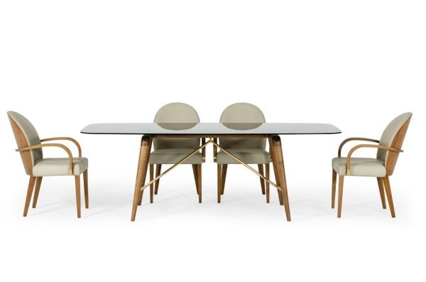 Modrest Kipling - Modern Smoked Glass & Walnut Large Dining Table - Image 2