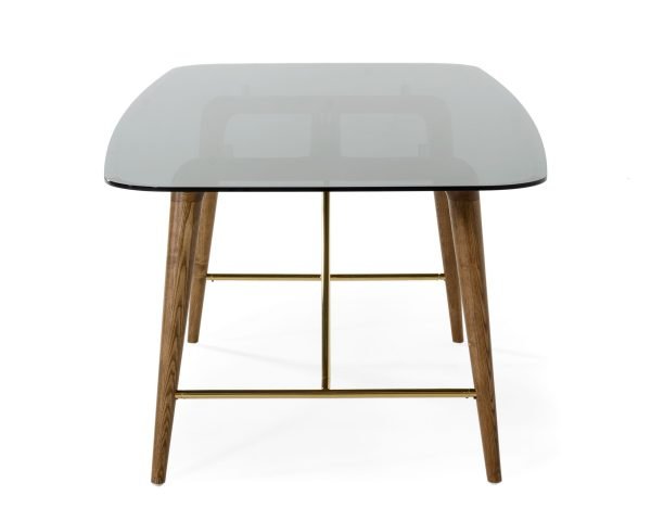 Modrest Kipling - Modern Smoked Glass & Walnut Large Dining Table - Image 5