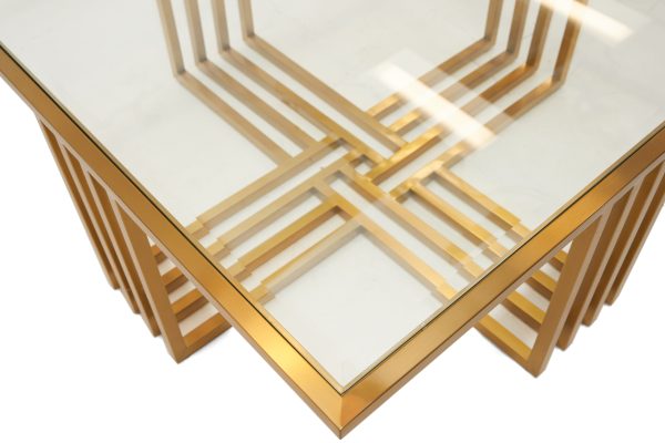 Modrest Kodiak - Glam Clear Glass and Gold Glass Coffee Table - Image 3