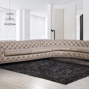 DIvani Casa Kohl - Contemporary Tan RAF Curved Shape Sectional Sofa w/ Chaise