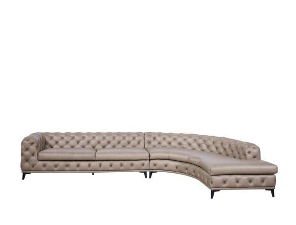 DIvani Casa Kohl - Contemporary Tan RAF Curved Shape Sectional Sofa w/ Chaise - Image 2