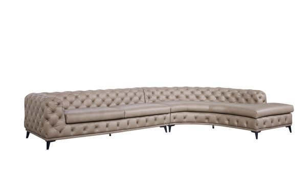 DIvani Casa Kohl - Contemporary Tan RAF Curved Shape Sectional Sofa w/ Chaise - Image 3