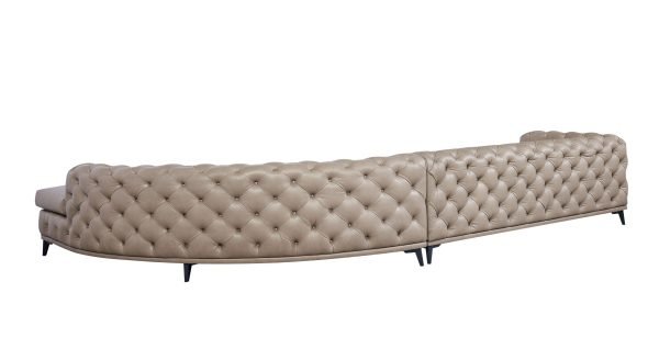DIvani Casa Kohl - Contemporary Tan RAF Curved Shape Sectional Sofa w/ Chaise - Image 4
