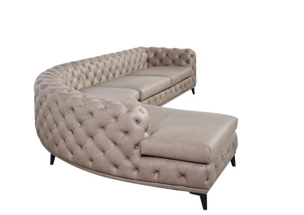 DIvani Casa Kohl - Contemporary Tan RAF Curved Shape Sectional Sofa w/ Chaise - Image 5