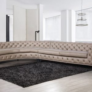 DIvani Casa Kohl - Contemporary Tan LAF Curved Shape Sectional Sofa w/ Chaise