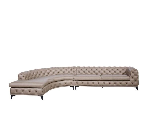 DIvani Casa Kohl - Contemporary Tan LAF Curved Shape Sectional Sofa w/ Chaise - Image 2