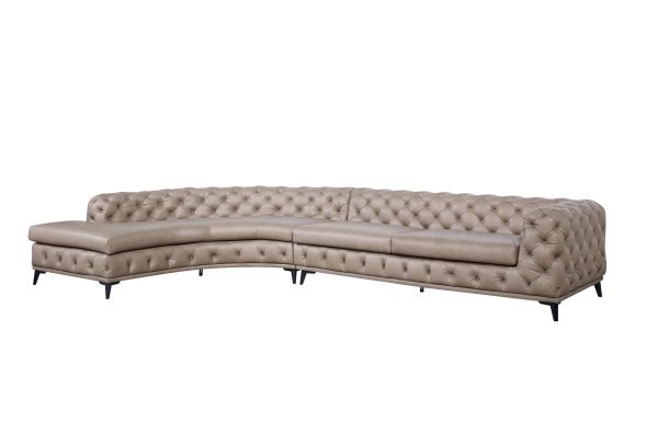 DIvani Casa Kohl - Contemporary Tan LAF Curved Shape Sectional Sofa w/ Chaise - Image 3