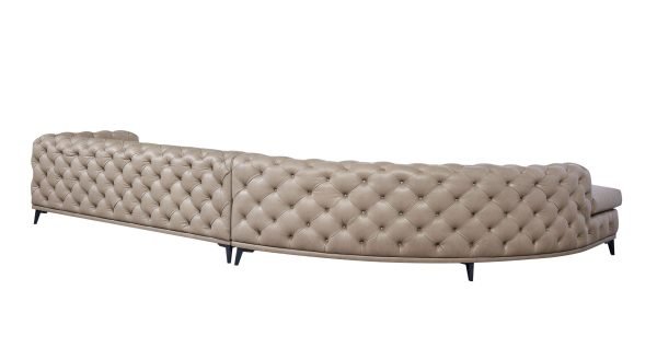 DIvani Casa Kohl - Contemporary Tan LAF Curved Shape Sectional Sofa w/ Chaise - Image 4