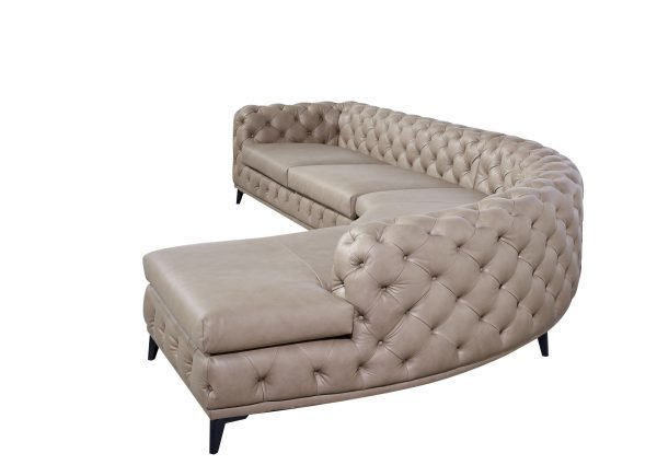 DIvani Casa Kohl - Contemporary Tan LAF Curved Shape Sectional Sofa w/ Chaise - Image 5