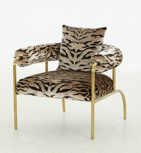 Modrest Kola - Gold Zebra Print Accent Chair - Image 2
