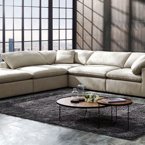 Divani Casa Kramer - Modern Modular Cream Fabric Sectional Sofa