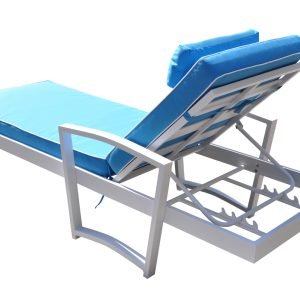 Renava Tampa Outdoor Blue & White Sun Bed & End Table Set