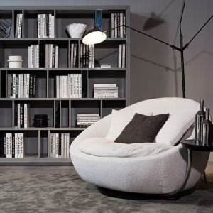 Divani Casa Alba Modern Grey Fabric Chair w/ Tray