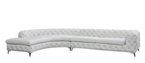 DIvani Casa Kohl - Contemporary White LAF Curved Shape Sectional Sofa w/ Chaise - Image 2