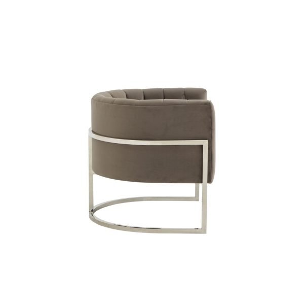 Modrest Landau - Modern Grey Velvet & Stainless Steel Accent Chair - Image 3
