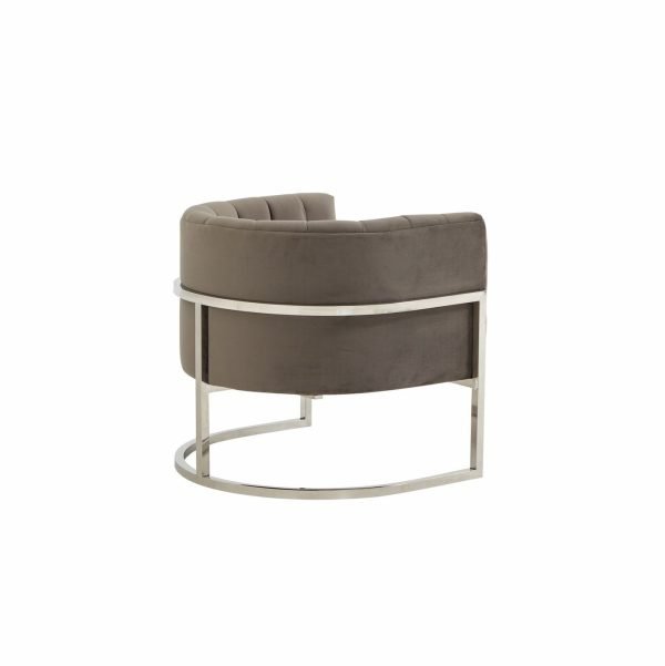 Modrest Landau - Modern Grey Velvet & Stainless Steel Accent Chair - Image 4