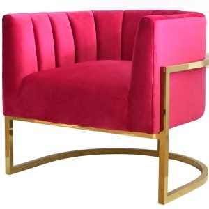 Modrest Landau - Pink Velvet + Gold Accent Chair
