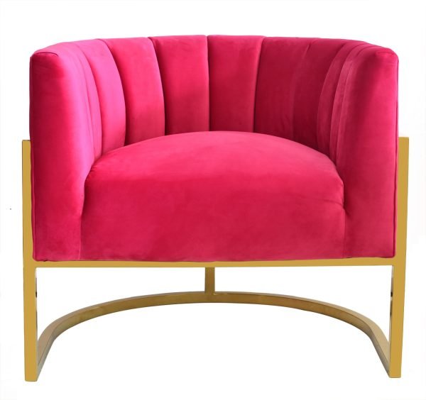 Modrest Landau - Pink Velvet + Gold Accent Chair - Image 2