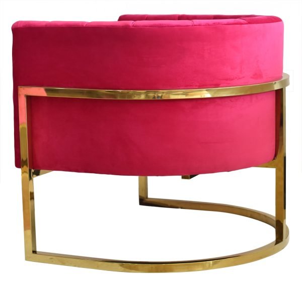 Modrest Landau - Pink Velvet + Gold Accent Chair - Image 4